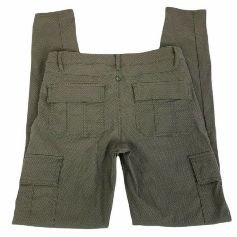 Prana Meme Pants Cargo Olive Green Diamond Print